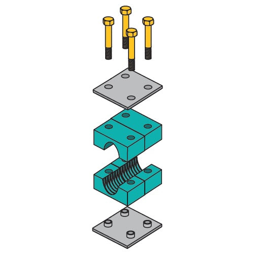 H6034D by ZSi-Foster | Double Weld Mount Beta Clamp | Heavy Series | For 2-1/4" Tube | Polypropylene/Steel