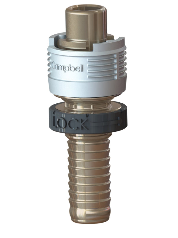 BMHB-3L by Campbell Fittings | Single-Lock Coupling | Bowes interchange | with Locking Ring | 3/4" Male Pipe x 3/4" Hose Barb | Straight | Brass