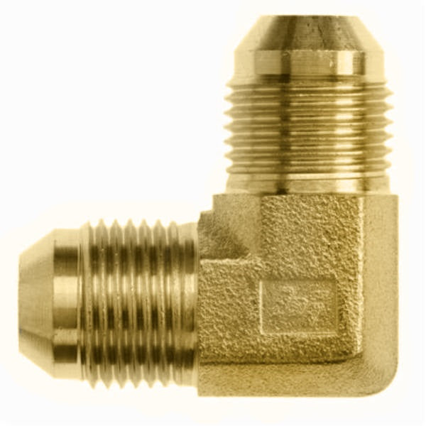 2500-06-06-B by Brennan Inc. | -06 Male JIC x -06 Male JIC | 90° Elbow | Brass