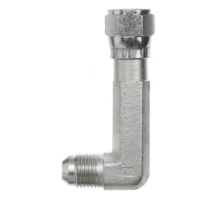 6500-L-12-12-FG by Brennan Inc. | -12 Male JIC x -12 Female JIC Swivel | 90° Elbow (Long) | Forged Steel