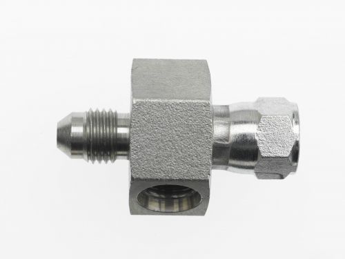6564-20-20-04 by Brennan Inc. | -20 Male JIC x -20 Female JIC Swivel x -04 Female O-Ring Boss | Tee | Steel