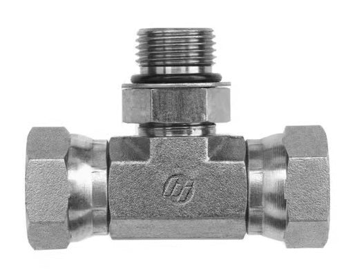 6911-08-08-08-NWO-FG by Brennan Inc. | -08 Male Adjustable O-Ring Boss x -08 Female Pipe Swivel x -08 Female Pipe Swivel | Forged Steel