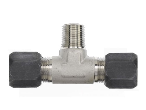 C2601-04-04-02-SS by Brennan Inc. | -04 Bite Type x -04 Bite Type x -02 Male Pipe | Tee | Stainless Steel