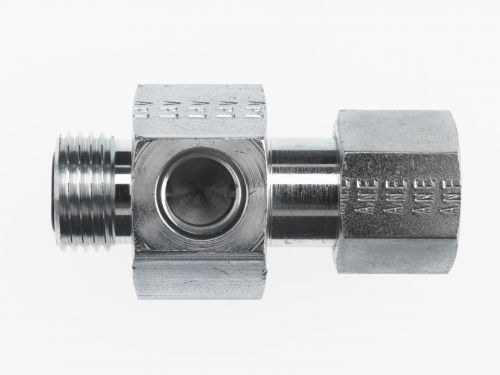 FS6564-20-20-04 by Brennan Inc. | -20 Male Face Seal x -20 Female Face Seal Swivel x -04 Female O-Ring Boss | Tee | Steel