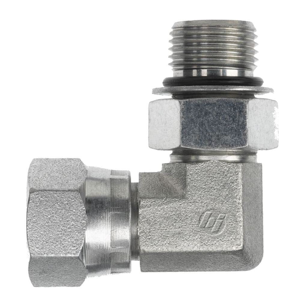 FS6809-16-16-NWO-FG by Brennan Inc. | -16 Female Face Seal Swivel x -16 Male Adjustable O-Ring Boss | 90° Elbow | Forged Steel