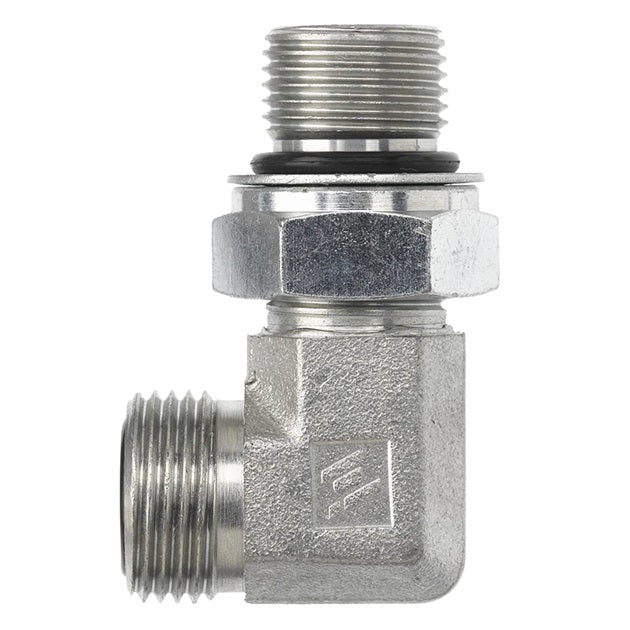 FS7205-04-14-NWO-FG by Brennan Inc. | -04 Male Face Seal x 14mm Male Metric Adjustable O-Ring Boss | 90° Elbow | Forged Steel