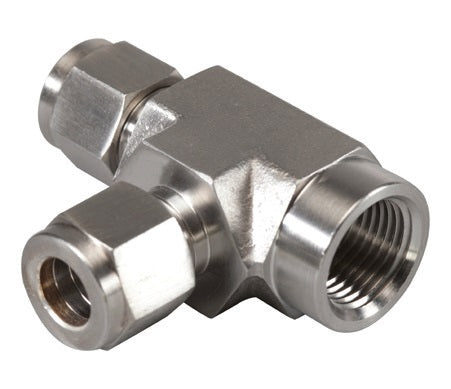 N2606-06-06-06-SS by Brennan Inc. | -06 Instrumentation Fitting x -06 Female NPT Run x -06 Instrumentation Fitting | Tee | Stainless Steel