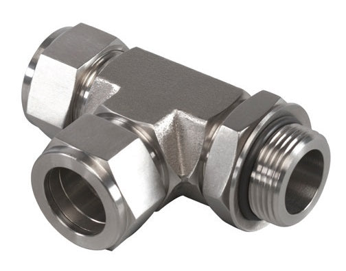 N6804-16-16-16-NWO-SS by Brennan Inc. | -16 Instrumentation Fitting x -16 Male Adjustable O-Ring Boss x -16 Instrumentation Fitting | Tee | Stainless Steel