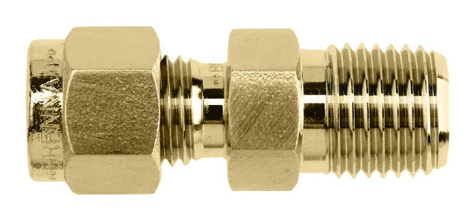 NS2404-04-02-B by Brennan Inc. | -04 Instrumentation Fitting Single Ferrule x -02 Male NPT | Straight | Brass