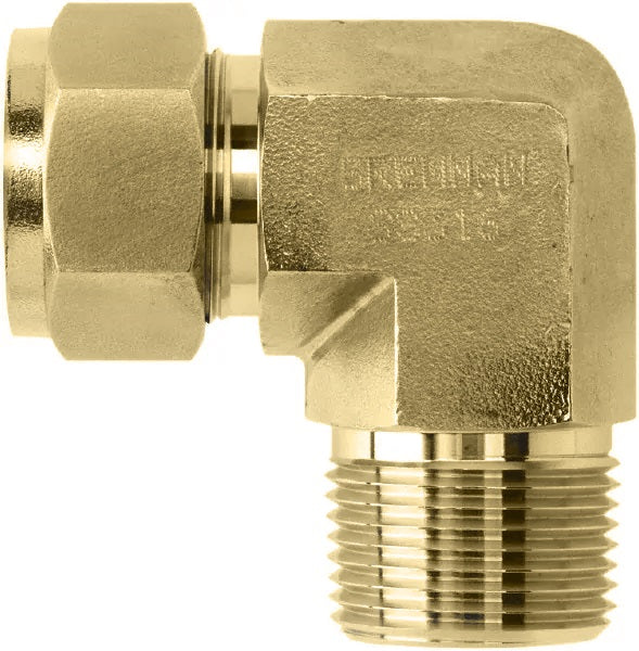 NS2501-08-08-B by Brennan Inc. | -08 Single Ferrule Instrumentation Fitting x -08 Instrumentation Fitting | 90° Elbow | Brass