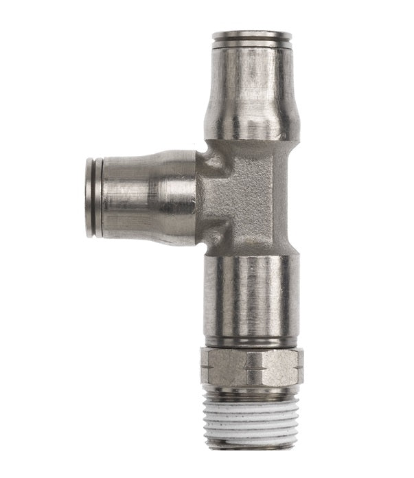 PCNB2605-04-02-04 by Brennan Inc. | -04 Tube x -02 Tube x -04 Male NPT Run | Tee | Nickel Plated Brass