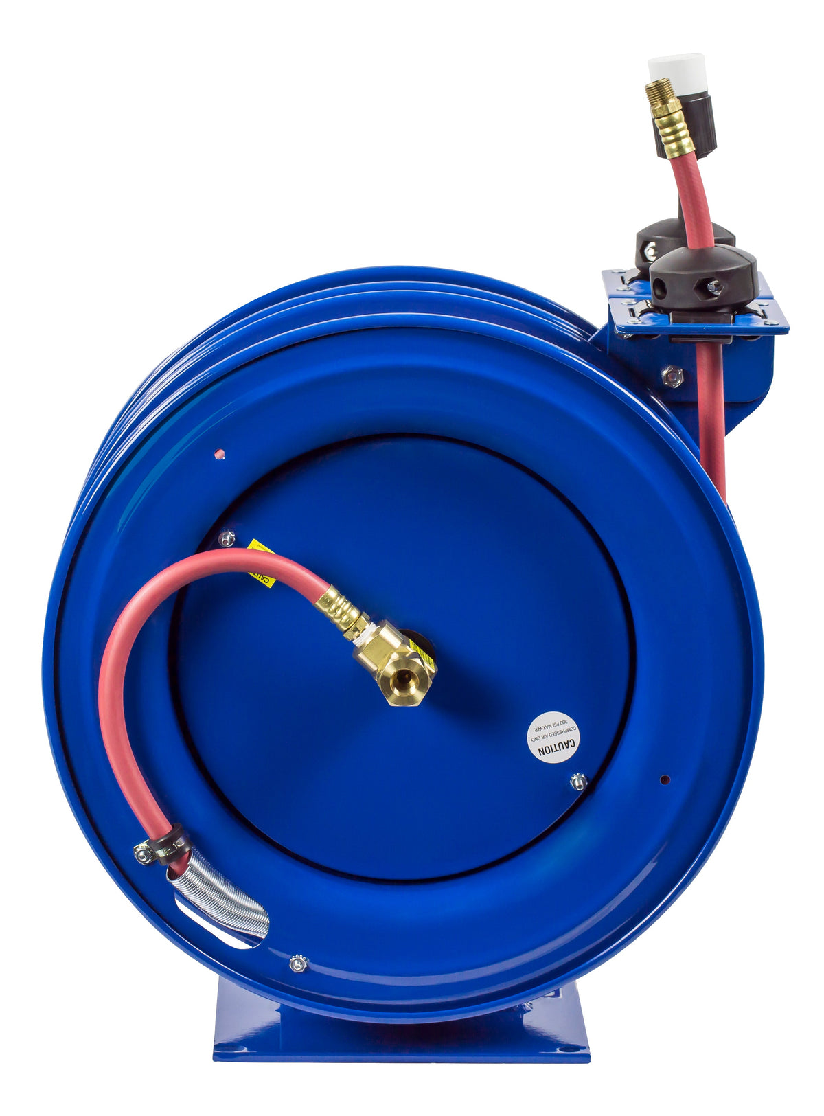 C-L350-5016-A by Coxreels | C Air-Electric | 300 PSI Spring Driven Air Hose & Power Cord Combo Reel w/ Industrial Receptacle | 3/8" Hose ID, 3/8" FNPT Inlet x 3/8" MNPT Hose End | 16/3 SJTO Cord, 13A | Steel | 50ft PVC Hose & 50ft Cord Included
