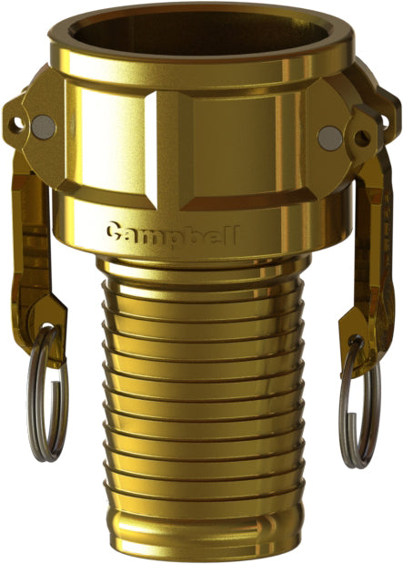 C-BR-200CM by Campbell Fittings | Cobra Cam & Groove Coupling | Type C | with ferrule interlock | 2" Female Coupler x 2" Hose Shank (Forged Machined Shank) | Brass