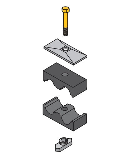 T3008H-R by ZSi-Foster | C-Rail Mount Beta Clamp | Smoothie Twin Series | For 1/2" x 1/2" Hose | Polypropylene/Steel