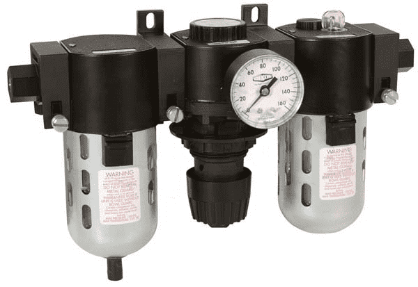 C26-02M Dixon Valve Wilkerson 1/4" Standard Combination Unit with Transparent Bowl and Guard - Manual Drain - 35 SCFM