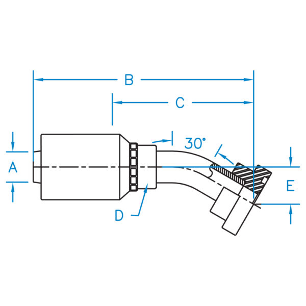 C6130-20-20-JJ by Kurt Hydraulics | Ultra High Pressure Skive Style | Code 61 Flange | 30° Elbow | for 1-1/4" Hose ID
