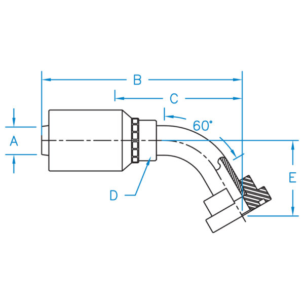 C6160-24-32-JJ by Kurt Hydraulics | Jump Size | Ultra High Pressure Skive Style | Code 61 Flange | 60° Elbow | for 1-1/2" Hose ID