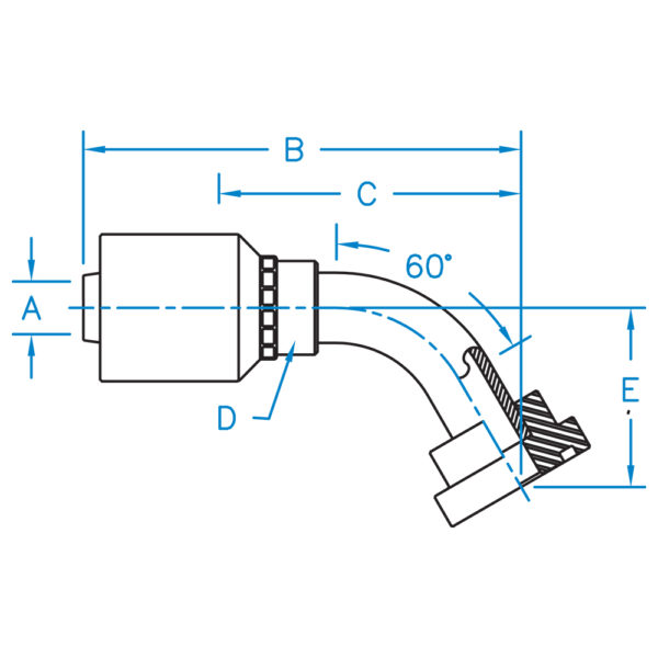 C6160-16-20-W by Kurt Hydraulics | Jump Size | Code 61 Flange | 60° Elbow | for 1" Hose ID