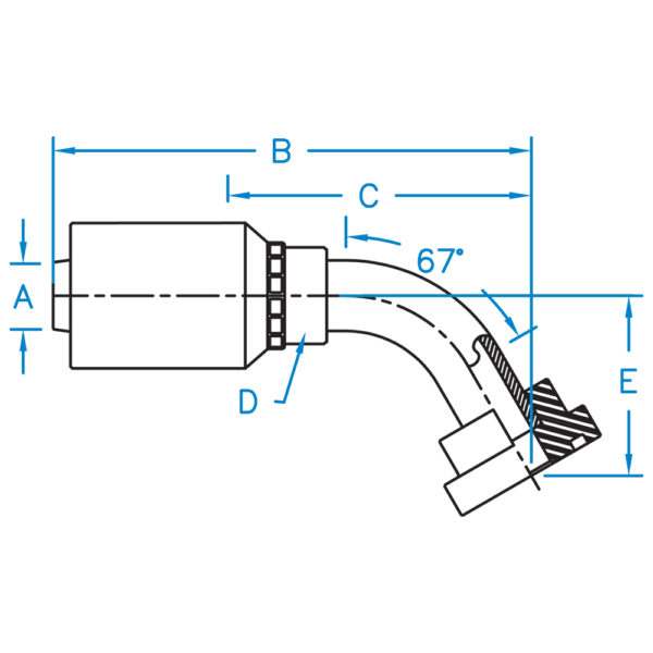 C6167-32-32-JJ by Kurt Hydraulics | Ultra High Pressure Skive Style | Code 61 Flange | 67° Elbow | for 2" Hose ID