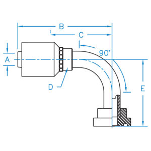 C6190-20-24-W by Kurt Hydraulics | Jump Size | Code 61 Flange | 90 Degree Bent Tube | Rigid | for 1-1/4" Hose ID