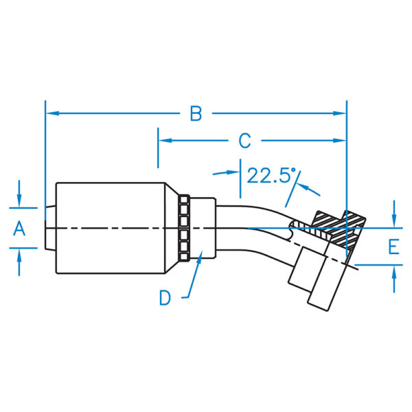C6222-32-32-JJ by Kurt Hydraulics | Ultra High Pressure Skive Style | Code 62 Flange | 22° Elbow | for 2" Hose ID