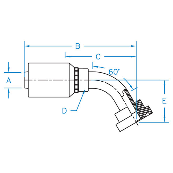 C6260-20-20-JJ by Kurt Hydraulics | Ultra High Pressure Skive Style | Code 62 Flange | 60° Elbow | for 1-1/4" Hose ID