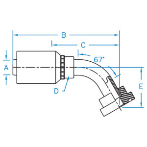 C6267-24-24-JJ by Kurt Hydraulics | Ultra High Pressure Skive Style | Code 62 Flange | 67 Degree Bent Tube | Rigid | for 1-1/2" Hose ID