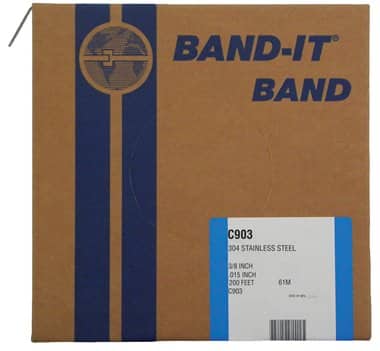 C91499 by Band-It | Corrosion Resistant Band | 1/2" Width | 0.020" Thickness | 304 Stainless Steel | 200ft/Roll