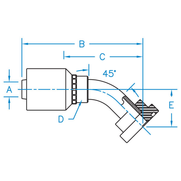 CAT45-16-16-W by Kurt Hydraulics | CAT Flange | 45° Elbow | for 1" Hose ID