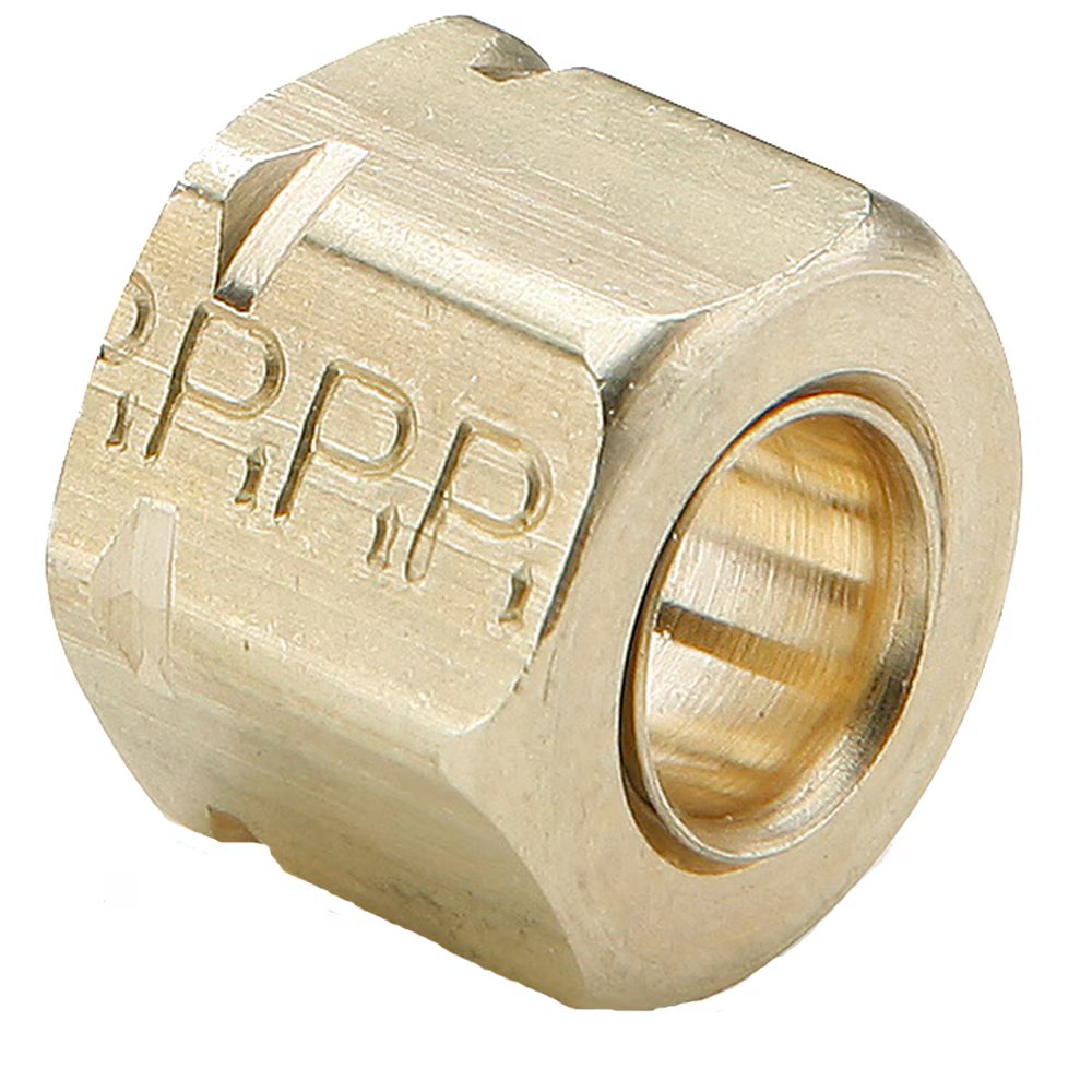 61CA-2 by Parker | Compress-Align® Fittings | 1/8" Nut & Sleeve x 5/16" Thread | 3/8" Hex | Straight | Brass | Pack of 100