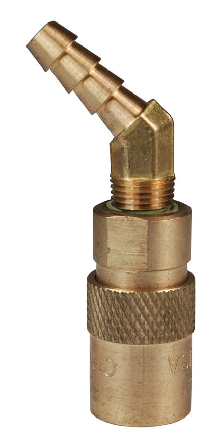 4CM4S6-B-E by Dixon Valve | Hydraulic Quick Disconnect Coupling | CM-Series | Hose Barb | 45° Elbow | 3/4" Hose ID x 1/2" Industrial Mold Interchange | Socket | Unvalved | Silicone Seal | Brass