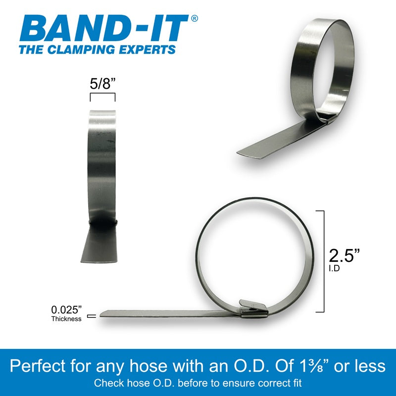 CP10S9-10 by Band-It | Center Punch Clamp | 2.5" ID | 5/8" Width | 0.025" Thickness | 201 Stainless Steel | 10/Box