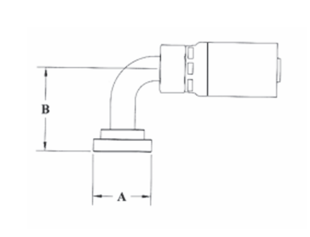 CS53-12X12 by Couplamatic | VARI-CRIMP Coupling | 3/4" Hose ID x 3/4" Split Flange Size | Code 61 | 90° Elbow | Trivalent Zinc Plating | Replaces: 12G72V