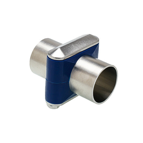 BM-025T-304ZP by ACL Hygienic | Flat Bottom Plate | Zero Puddle Silicone Base Mount w/ Tight Fit | 1/4" Tube Size | Blue | 304 Stainless Steel