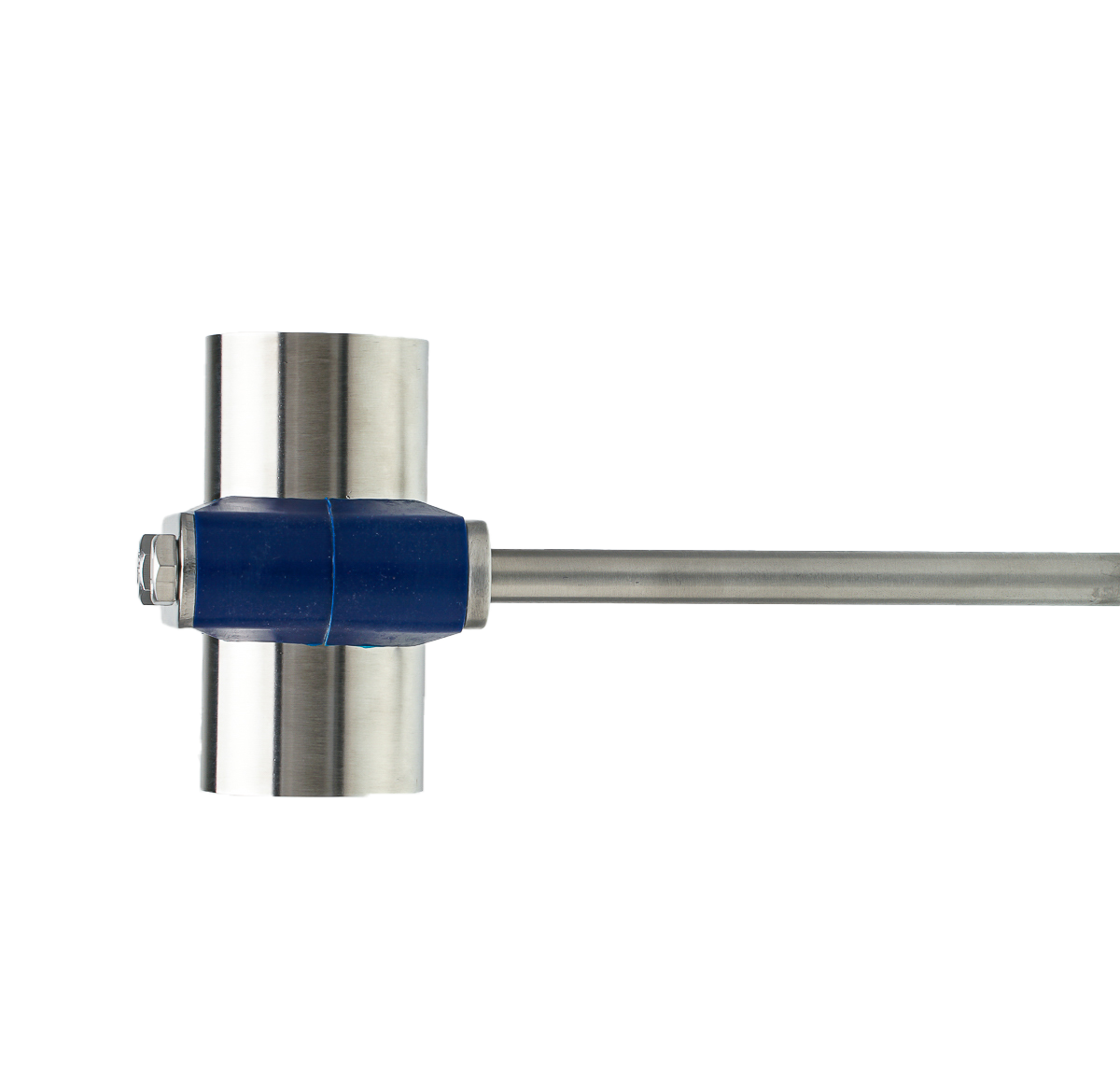RHM-250P-304ZPG by ACL Hygienic | Zero Puddle Silicone Rod/Horizontal Mount w/ Guided Loose Fit | 2-1/2" Pipe Size | 1/2" Rod OD x 6" Rod Length | Blue | 304 Stainless Steel