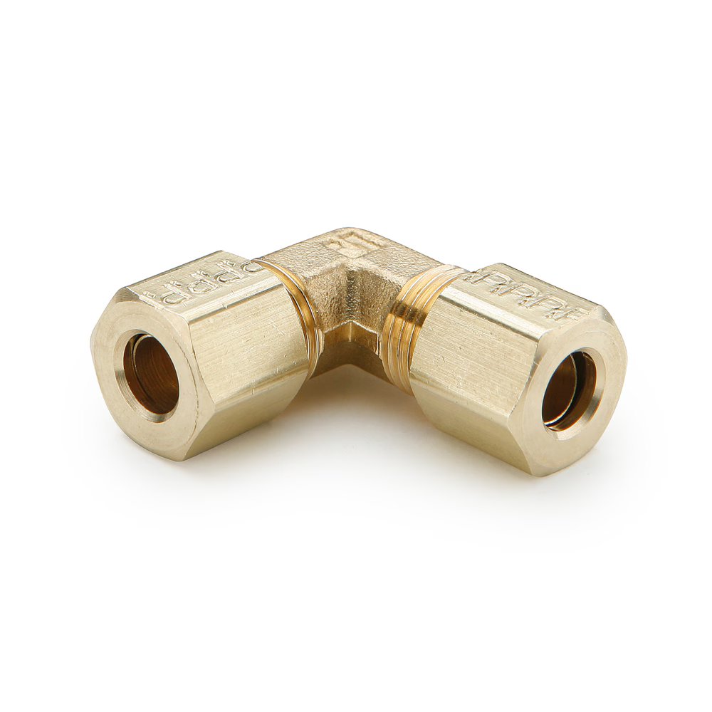 165C-6 by Parker | Compression Fitting | Union | 3/8" Tube Size x 9/16" Thread | 90° Elbow | Brass | Pack of 10