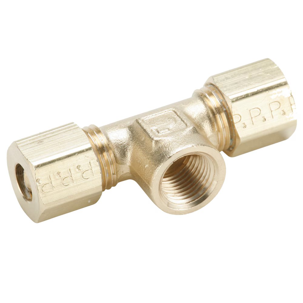 177C-4-2 by Parker | Compression Fitting | 1/4" Tube Size x 1/8" Male Pipe Thread x 7/16" Thread | 1.72" Length | Tee | Brass | Pack of 10