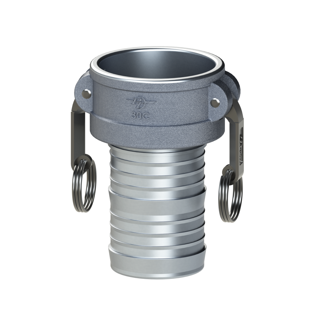 1000350 (50C) by PT-Coupling | Cam & Groove Fitting | Type C | 5" Coupler x 5" Hose Shank | Aluminum/HBS | Buna-N Seal