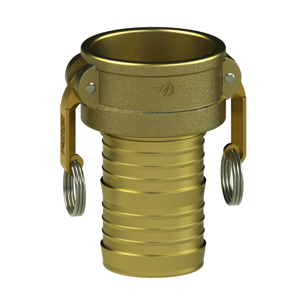 1200315 (15C) by PT-Coupling | Cam & Groove Fitting | Type C | 1-1/2" Coupler x 1-1/2" Hose Shank | Brass/HB | Buna-N Seal