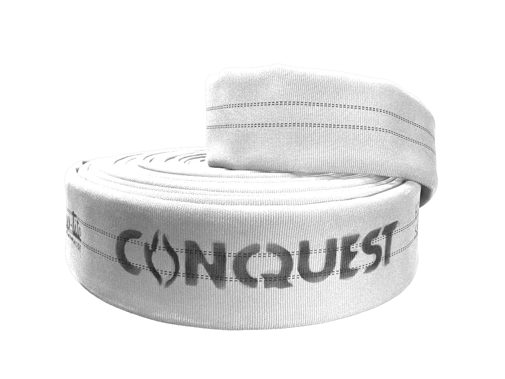 FC50x50W50S by Snap-Tite | CONQUEST Series | Double Jacket Polyester Fire Hose Assembly with Polyurethane Thru-the-Weave | 5" Hose I.D. with 5" Storzs | 300 PSI | Uncoated White | 50ft Length
