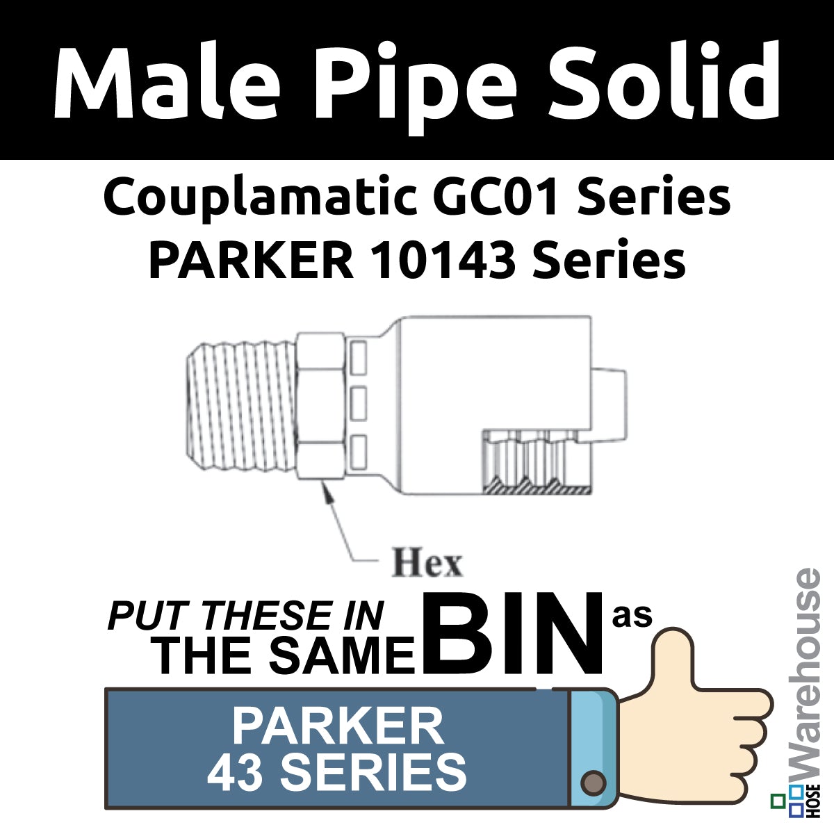 GC01-8x6 by Couplamatic | Grip Crimp Coupling | 1/2" Hose ID x 3/8-18 Thread Size NPTF Male Solid | Straight | Trivalent Zinc Plating | Pack of 20
