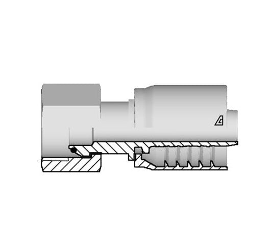 D-1620-FBPO Alfagomma by Kuriyama | D Series | One-Piece AlfaCrimp Hydraulic Hose Fitting | -16 Hose ID x -20 Female BSPP O-Ring Swivel 60° Cone | Steel