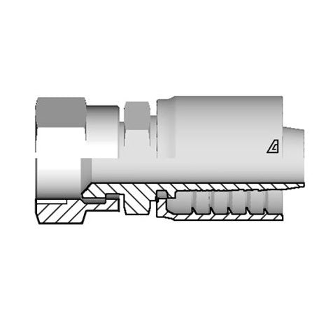 D-0806-FJDH Alfagomma by Kuriyama | D Series | One-Piece AlfaCrimp Hydraulic Hose Fitting | Dual Hex | -08 Hose ID x -06 Female JIC 37° Swivel | Steel