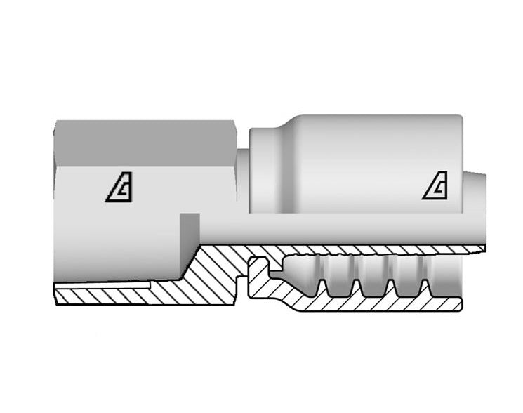 D-1212-FNPR Alfagomma by Kuriyama | D Series | One-Piece AlfaCrimp Hydraulic Hose Fitting | -12 Hose ID x -12 Female NPTF Rigid | Steel