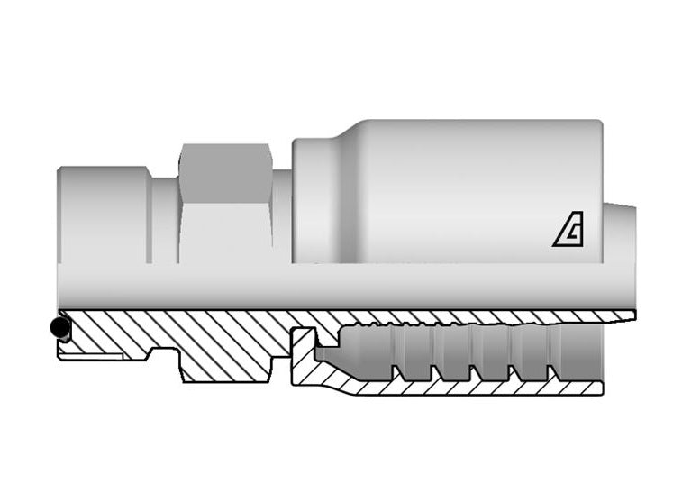 D-0808-MOFS Alfagomma by Kuriyama | D Series | One-Piece AlfaCrimp Hydraulic Hose Fitting | -08 Hose ID x -08 Male O-Ring Face Seal | Steel