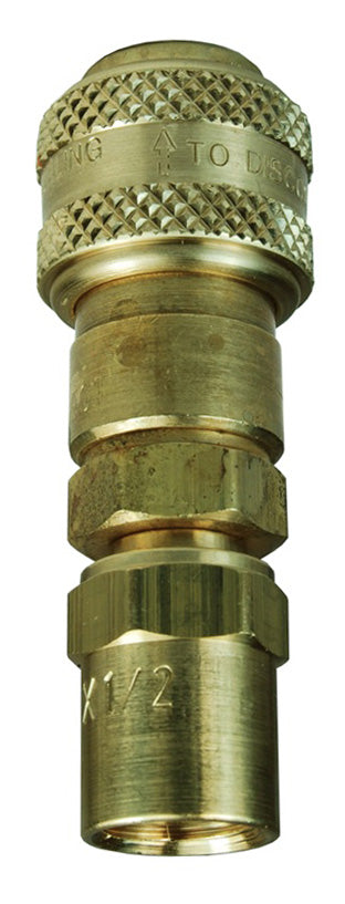 2DE2-B by Dixon Valve | Pneumatic Quick Disconnect Coupling | D-Series | Reusable Hose Barb | 1/2" Hose OD | 1/4" Hose ID x 1/4" Automatic Industrial Interchange | Socket | Nitrile Seal | Brass