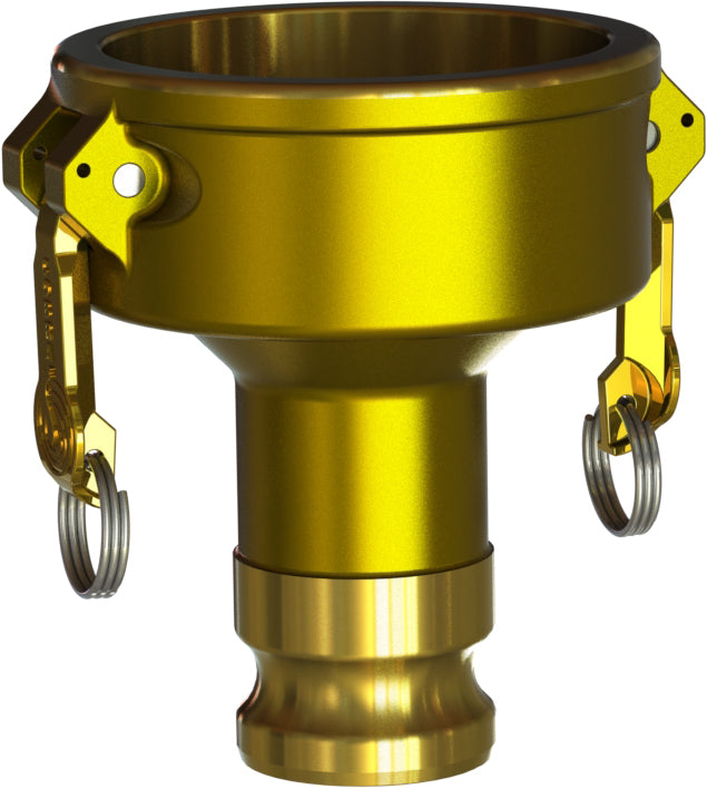 DA-BR-4020 by Campbell Fittings | Standard Cam & Groove | Jump Size Reducer | 4" Coupler x 2" Adapter | Straight | Brass