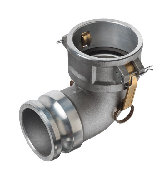 DA90-A400 by Kuriyama | DA90-A Series | Part DA | 90° Elbow | Cam & Groove Adapter | 4" Coupler x 4" Adapter | Aluminum