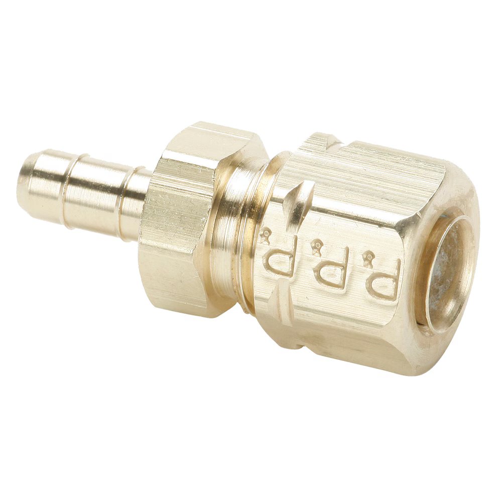 22CA-4-4 by Parker | Dubl-Barb® Fittings | 1/4" Tube OD x .170 Tube ID | 7/16" Hex | 1.15" Length | Straight | Brass | Pack of 50