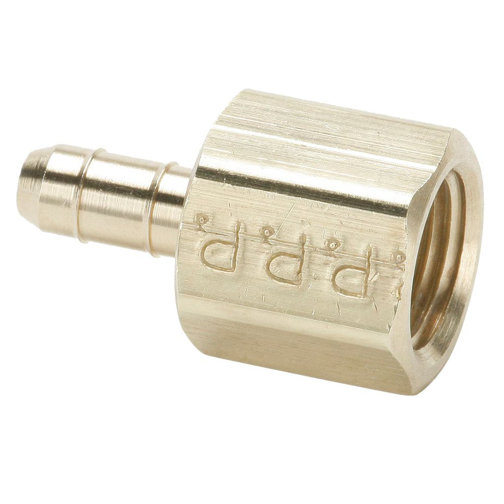26-4-2 by Parker | Dubl-Barb® Fittings | 1/4" Tube OD x .170" Tube ID x 1/8" Female Pipe Thread | 1/2" Hex | .91" Length | Straight | Brass | Pack of 100